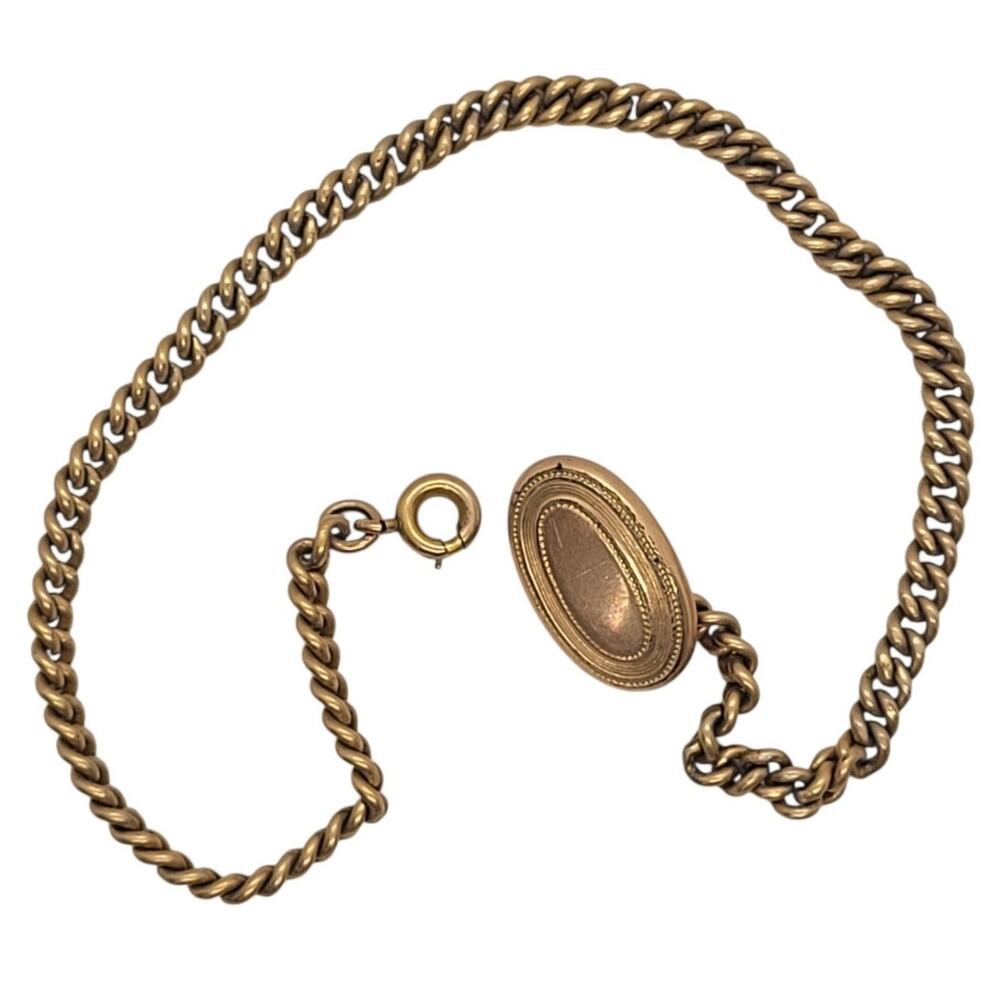 Antique Victorian Gold Filled Pocket Watch Fob Curb Chain Dark Academia Style